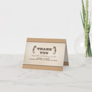two seahorses nautical wedding thank you card