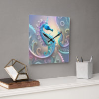 Two Seahorses Pastel Fractal Art,