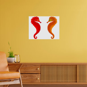 Two Seahorses Sea Life Poster