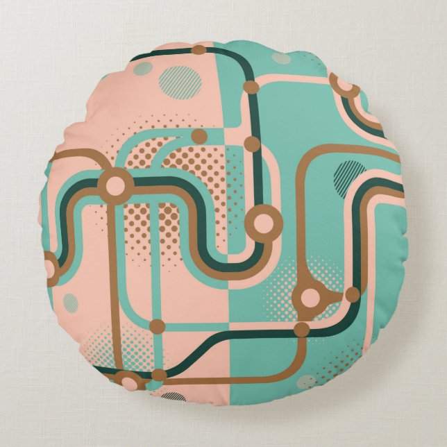 Two seamless patterns in different colours. Abstra Round Cushion (Front)