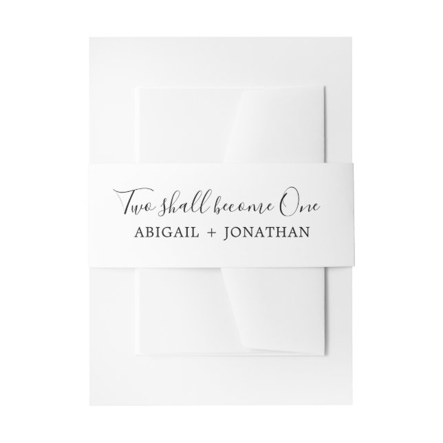 Two shall become One Bible Verse Christian Wedding Invitation Belly Band (Front Example)