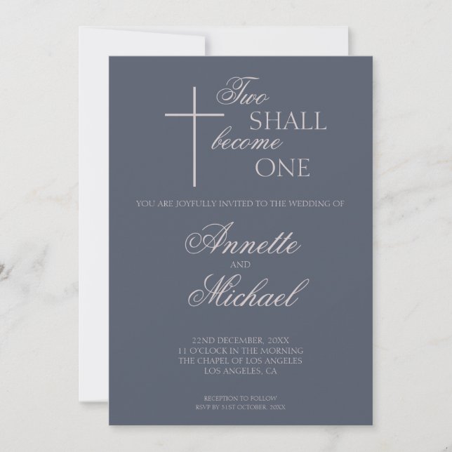 Two Shall Become One Christian Wedding Invitation (Front)