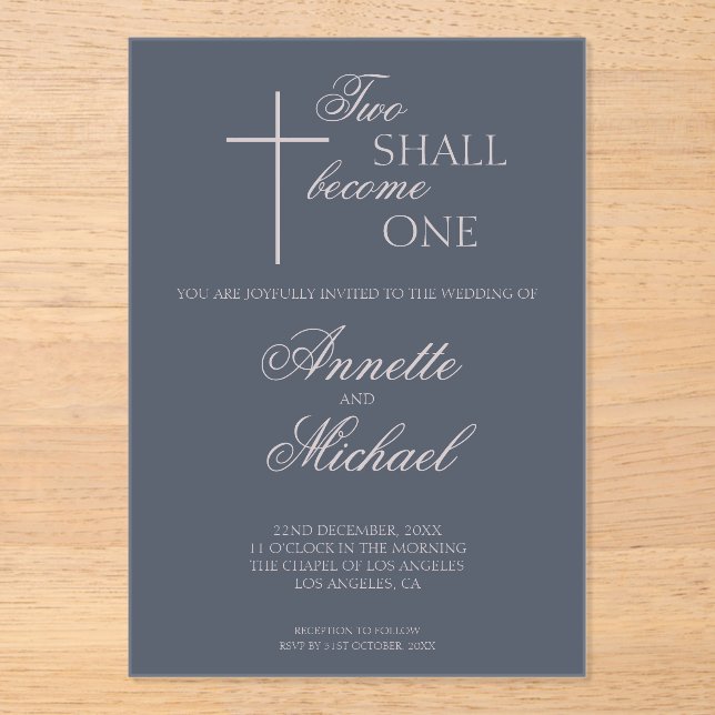 Two Shall Become One Christian Wedding Invitation (Front)