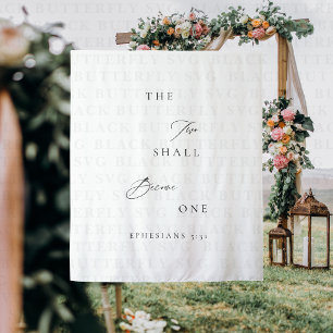 Two Shall Become One Wedding Tapestry Banner