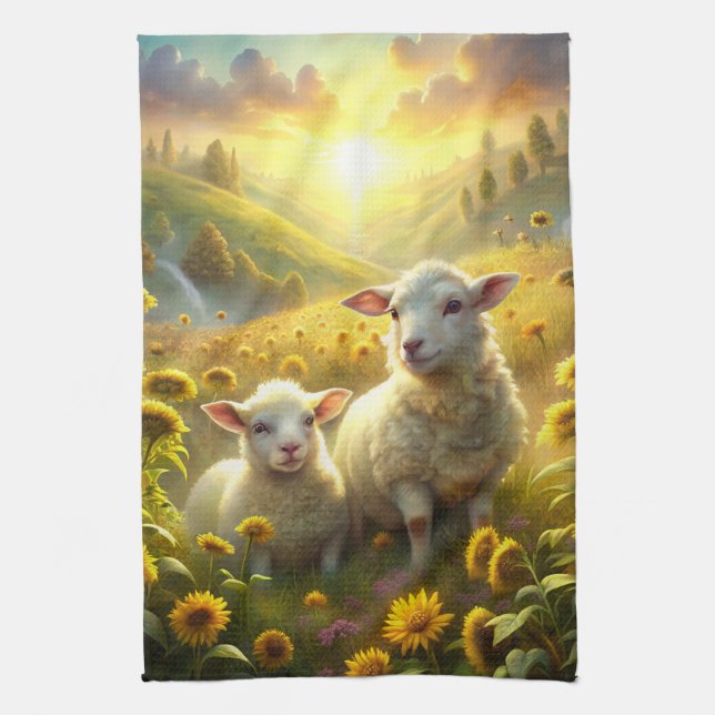 Two Sheep Tea Towel (Vertical)