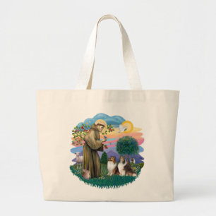 Two Shelties - St. Francis (ff) Large Tote Bag