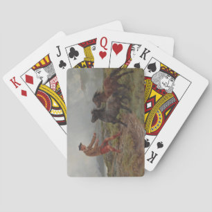 Two Shetland Ponies in a Misty Scottish Landscape Playing Cards