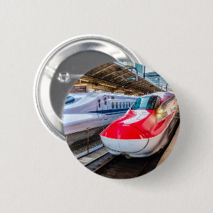 Two Shinkansen at the Tokyo Station 6 Cm Round Badge