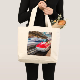 Two Shinkansen at the Tokyo Station Large Tote Bag