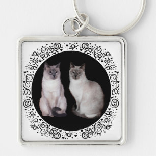 Two Siamese Cats Key Ring