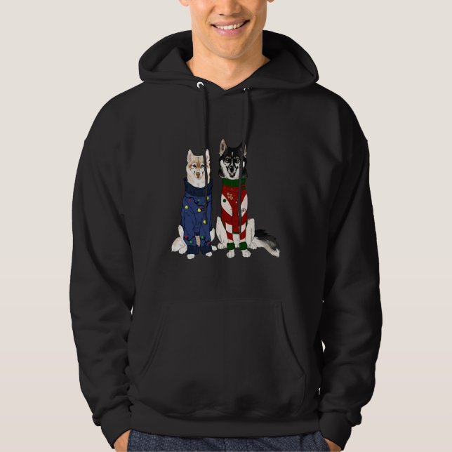 Two Siberian Husky Dogs Hoodie (Front)