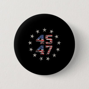 Two Side 45 47 Trump 2024 American Flag (on Back) 6 Cm Round Badge