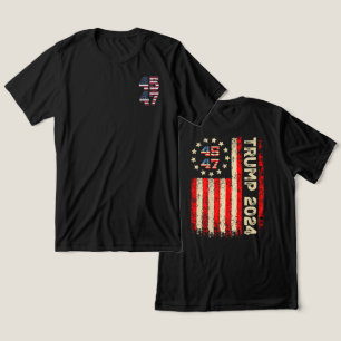 Two Side 45 47 Trump 2024 American Flag (on back) Tri-Blend Shirt
