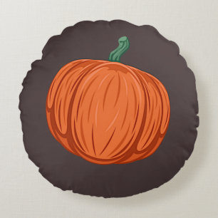 Two-sided Autumn Pumpkins and Acorns Round Cushion