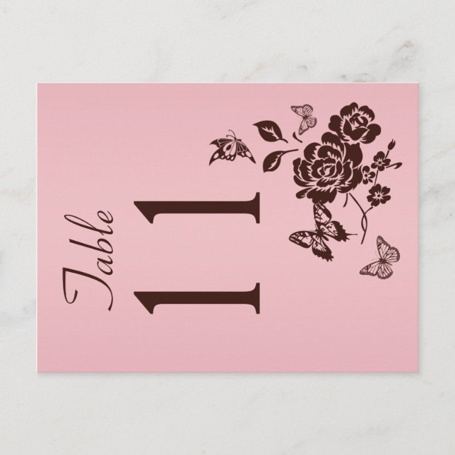 Two Sided Blush Pink and Brown Table Number Postcard (Front)