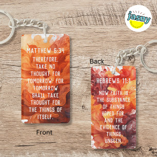 Two-Sided Christian Inspired Artful Orange Key Ring