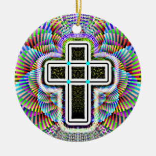 Two Sided Cross Ceramic Tree Decoration