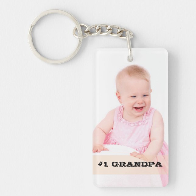 Two Sided Custom Photo #1 GRANDPA Grandfather Gift Key Ring (Front)