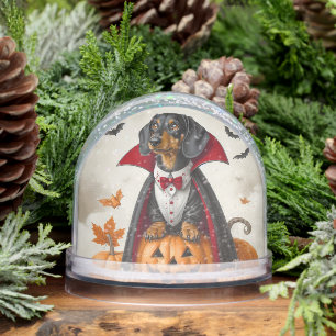 Two Sided Dachshund Vampire Snow Globe