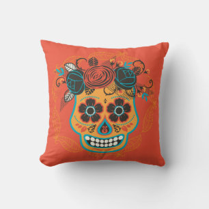 Two-sided Day of the Dead Sugar Skulls Cushion
