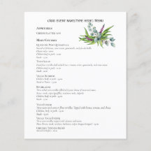Two sided Eucalyptus Menu Template Budget