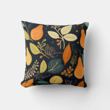 Two Sided Fall Apricots Pattern Throw Pillow 