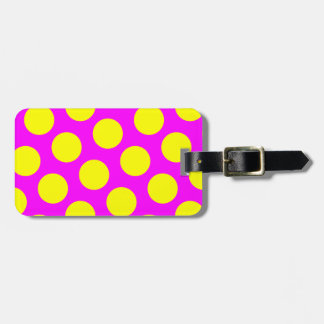 Two Sided Magenta and Yellow Polka Dots Luggage Tag