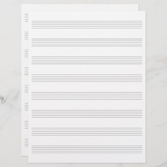 Two-Sided Manuscript Paper Music Staff Composer Custom Letterhead (Front/Back)