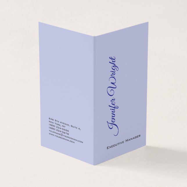 Two sided minimalist unique modern lilac plain business card (Outside)