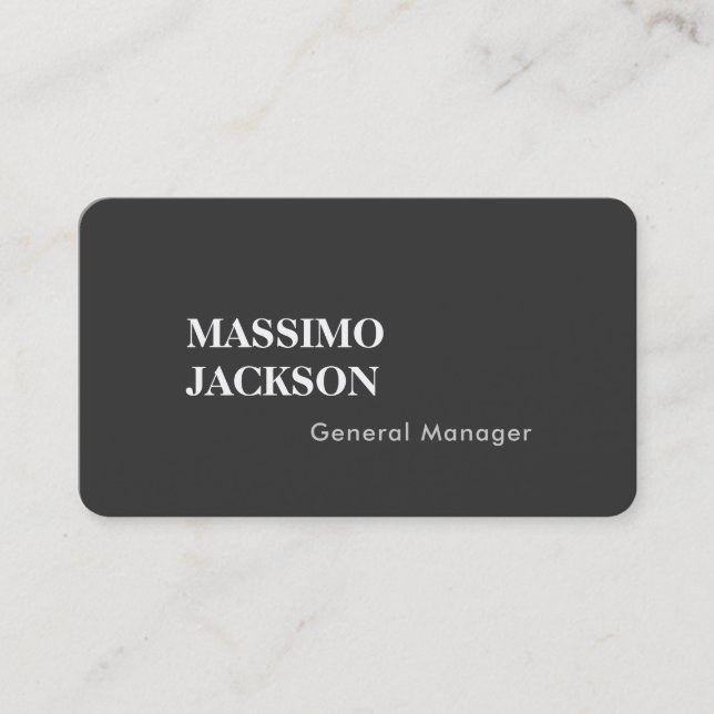 Two Sided Plain Grey Trend Minimalist Professional Business Card (Front)