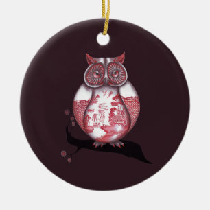 Two Sided Red Willow Owl Ornament