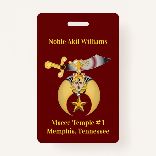 Two Sided Shriners ID Badge (Front)