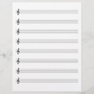 Two-Sided Treble Clef Music Manuscript Staff Paper Custom Letterhead