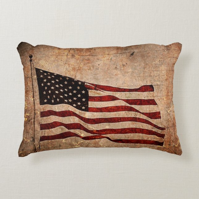 Two sides Designs with Patriotic American flag  Decorative Cushion (Front)