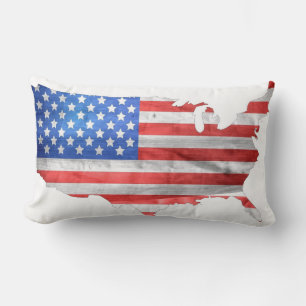 Two sides Designs with Patriotic American flag Lumbar Cushion