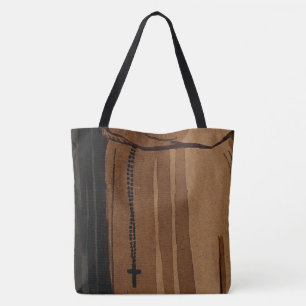 Two Sides, Monk Kissing Nun and Brown Cross Tote Bag
