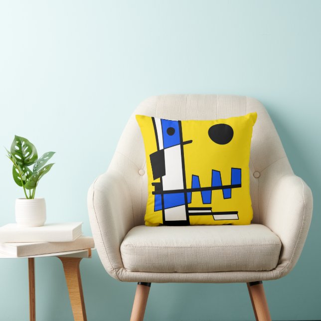 Two Sides Of Ethnicity Yellow Blue Black White Cushion (Chair)