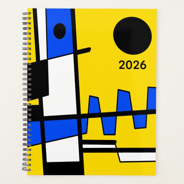 Two Sides Of Ethnicity Yellow Blue Black White Planner (Front)