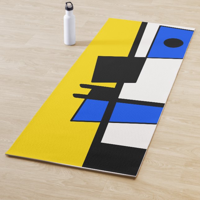 Two Sides Of Ethnicity Yellow Blue Black White Yoga Mat (In Situ)