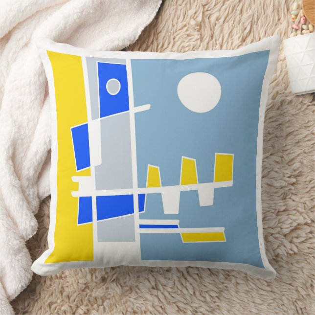 Two Sides Of Ethnicity Yellow Blue Seaspray  Cushion (Blanket)