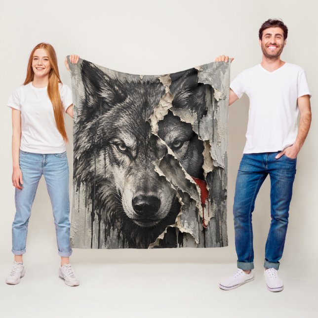 Two Sides of the Same Wolf Fleece Blanket (In Situ)