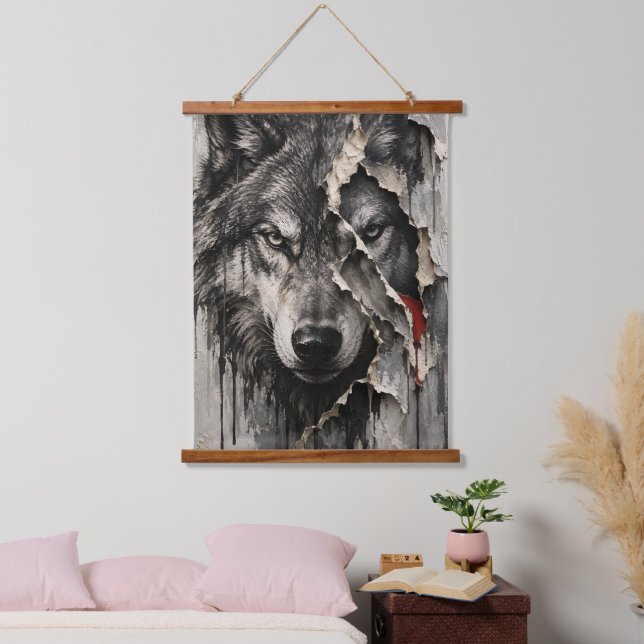 Two Sides of the Same Wolf Hanging Tapestry (Bedroom)