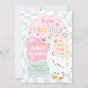 Two Silly Goose 2nd Birthday Party Spring Birthday Invitation