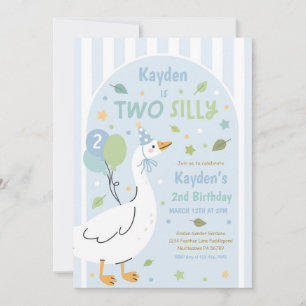 Two Silly Goose 2nd Birthday Party Spring Birthday Invitation