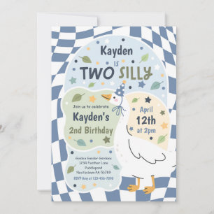 Two Silly Goose 2nd Birthday Party Spring Birthday Invitation