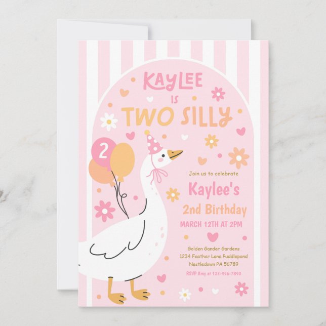 Two Silly Goose 2nd Birthday Party Spring Birthday Invitation (Front)