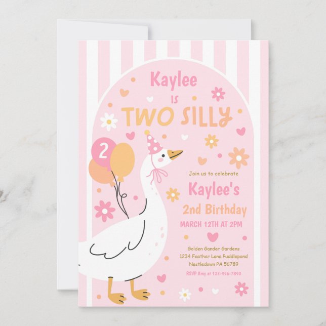 Two Silly Goose 2nd Birthday Party Spring Birthday Invitation (Front)