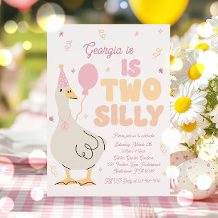 Two Silly Goose 2nd Birthday Party Spring Birthday Invitation