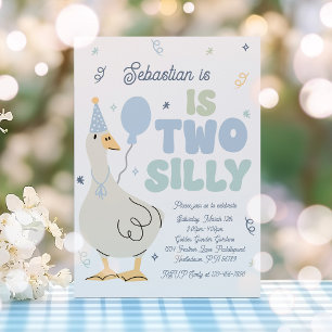 Two Silly Goose 2nd Birthday Party Spring Birthday Invitation