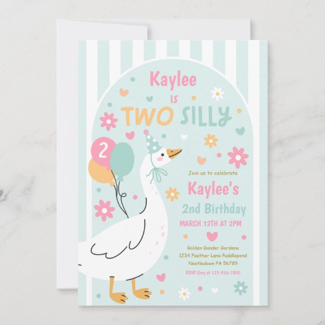 Two Silly Goose 2nd Birthday Party Spring Birthday Invitation (Front)